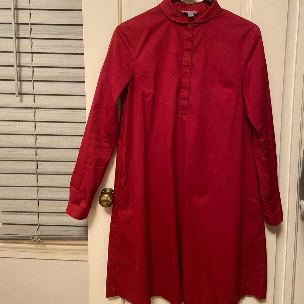 Red Short Dress with Long Sleeves